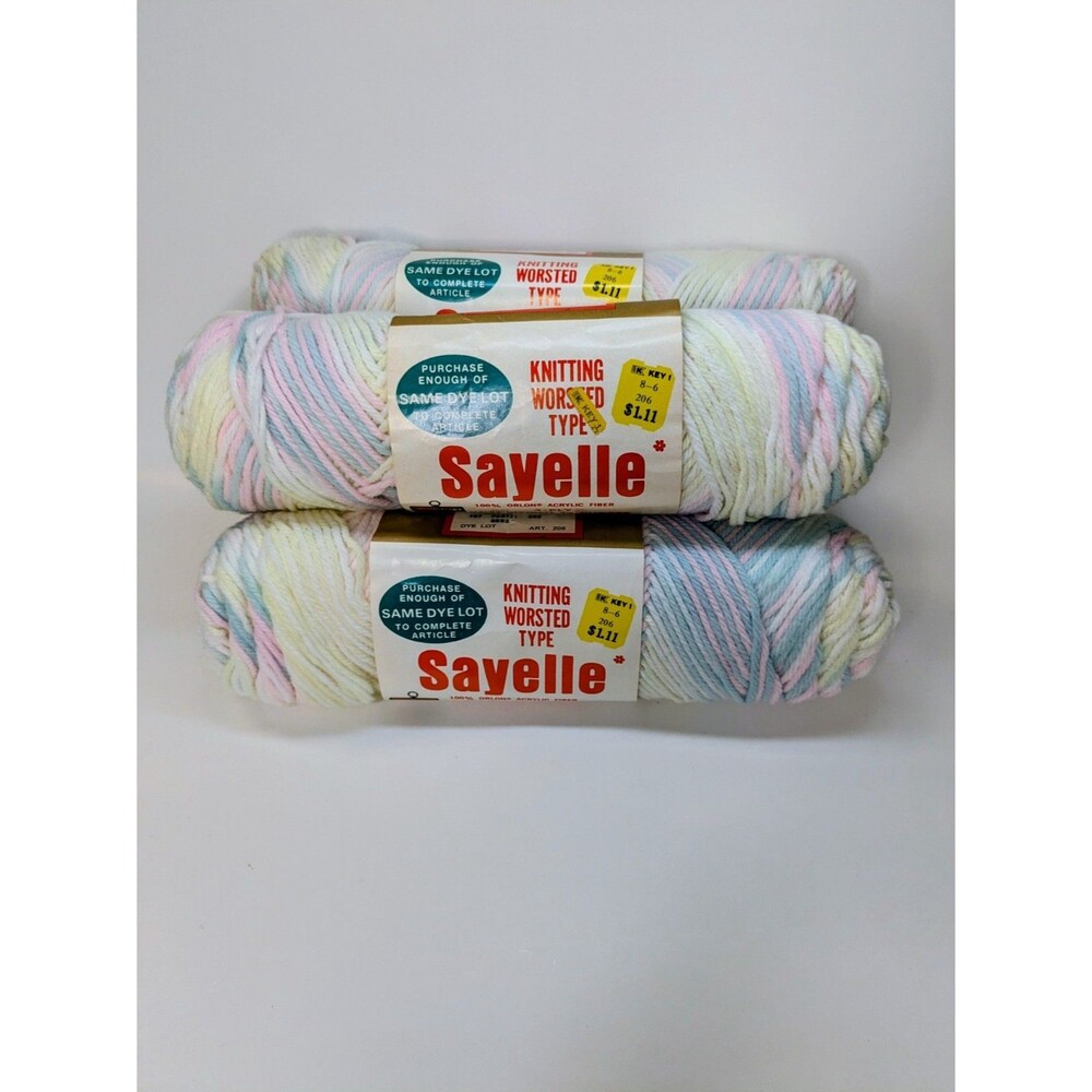Vintage Sayelle Yarn Pastel Ombre – Lot of 4 Skeins From Same Dye Lot Worsted Wt